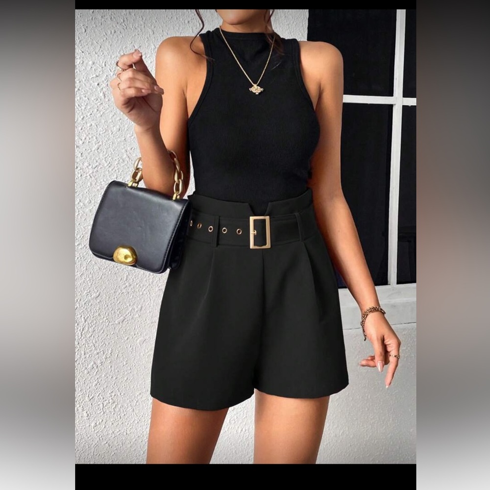 Elegant Black Women's high waisted Shorts